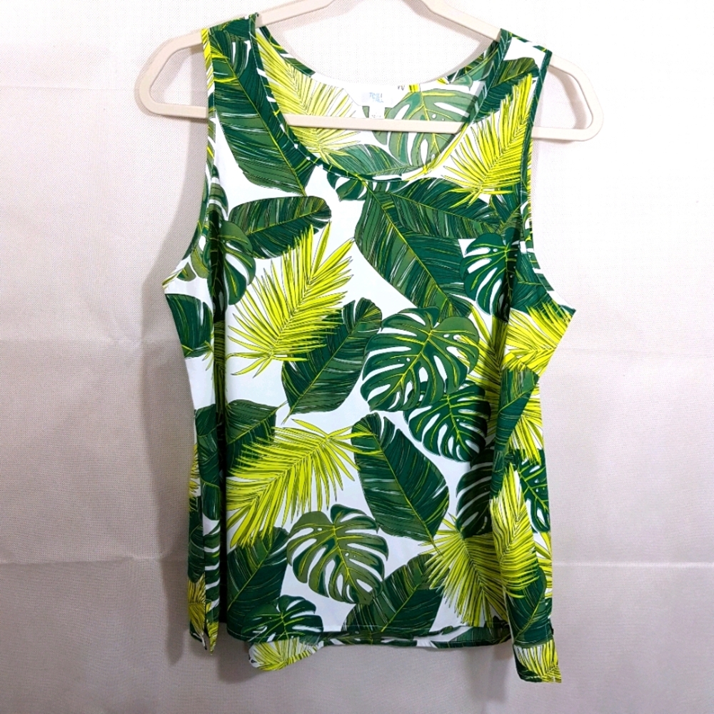 Leafy Multi Color Tank Top Large